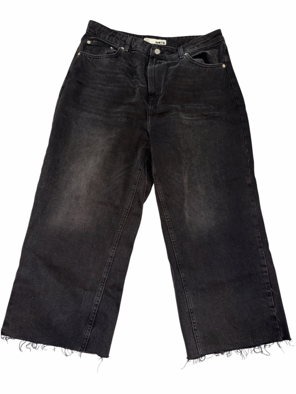 Topshop Black Cropped Wide-Leg Jeans